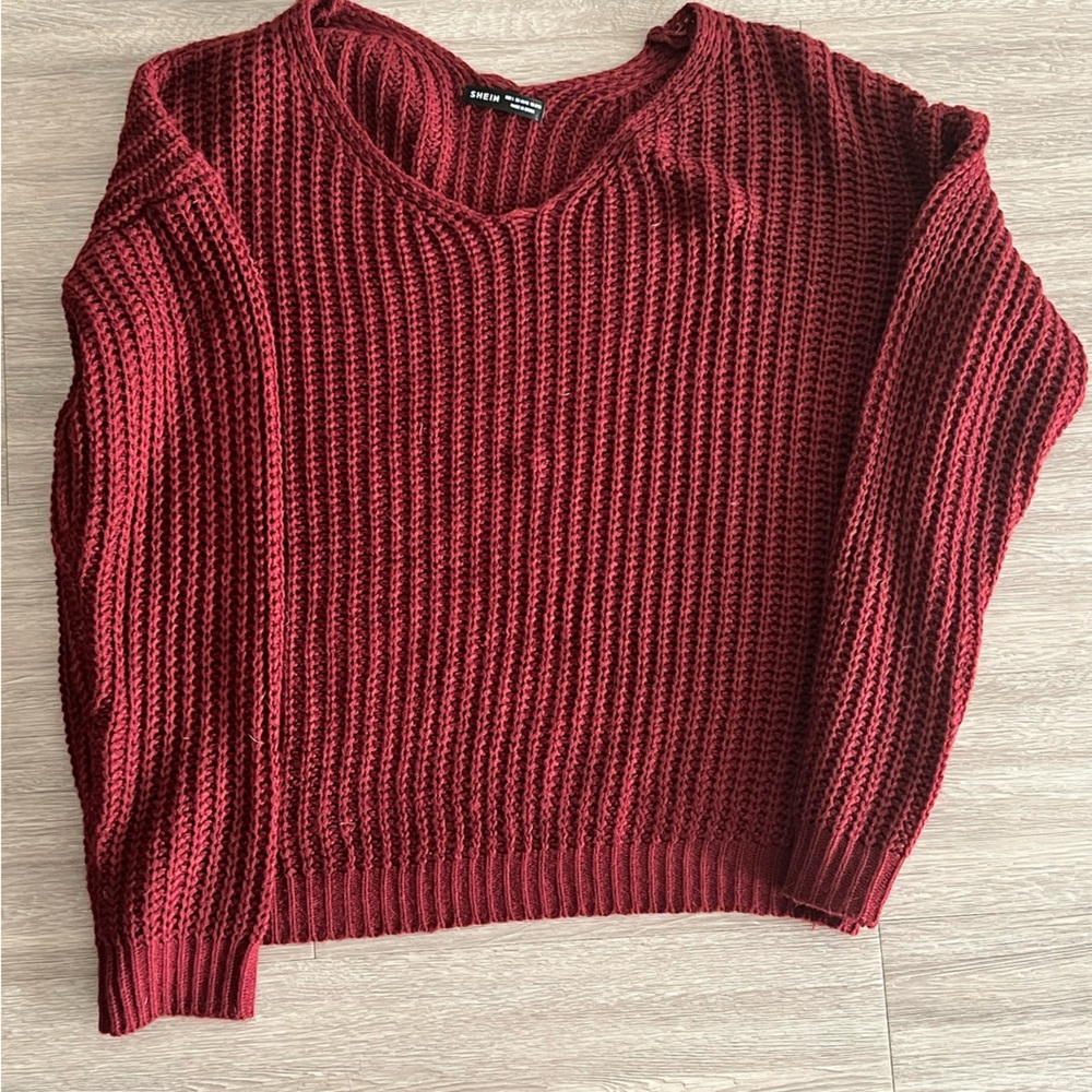 SHEIN- Red knotted cotton sweater